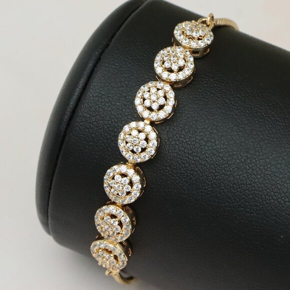 Elegant Rose Gold A-Bracelet with Round Sparkling Charm Accents, XPAB0696 - Picture 1 of 12